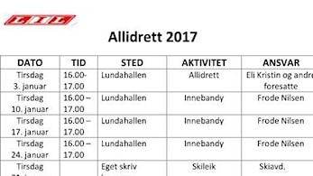Terminliste Allidrett 2017